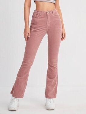 NWT Pink Corduroy XS Flare Pants Women’s Retro Bell Bottom High Rise
